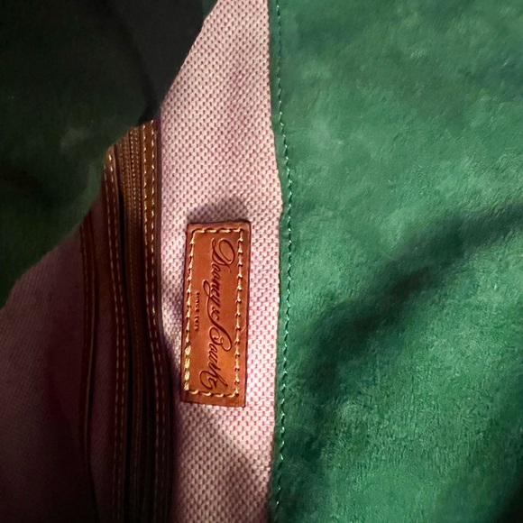 Dooney & Bourke Forest Green Florentine Pebbled Leather Satchel with Tan Trim - Picture 14 of 16